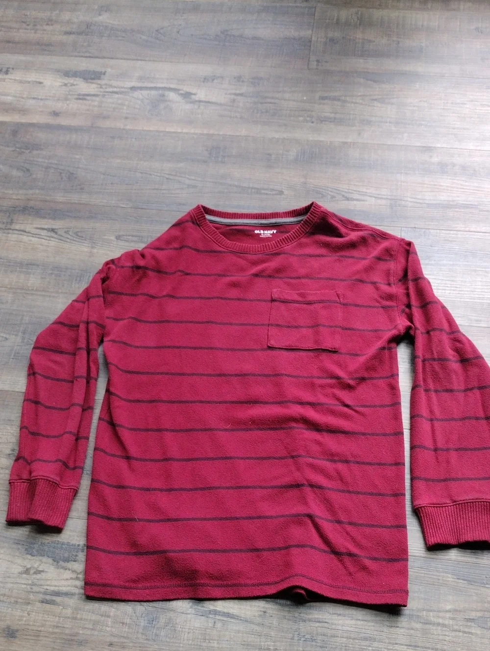 Old Navy Red and Black Striped Long Sleeve Tee